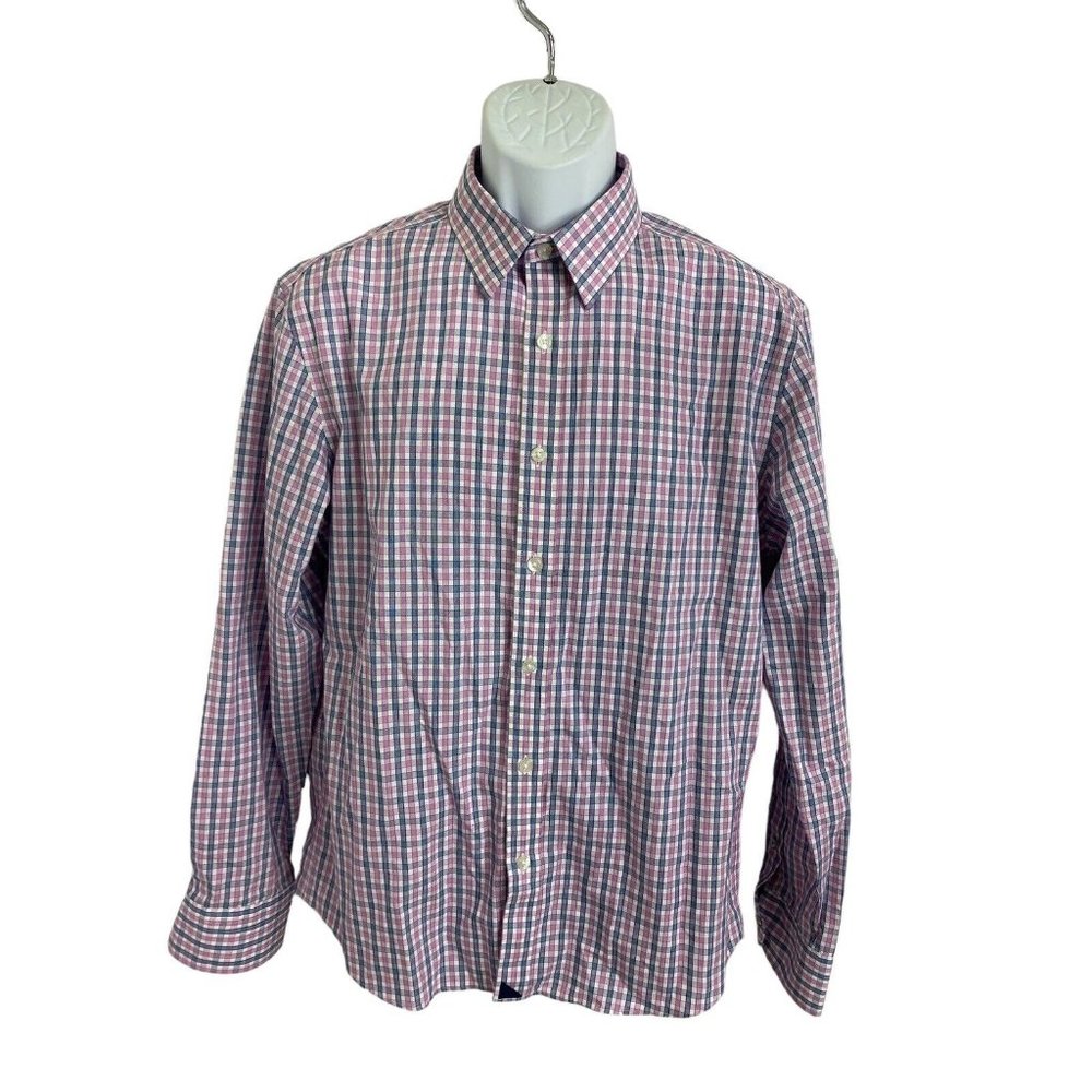 UNTUCKit Men’s Button Up Shirt Sz M Blue Red Plaid Long-Sleeve Wrinkle Free